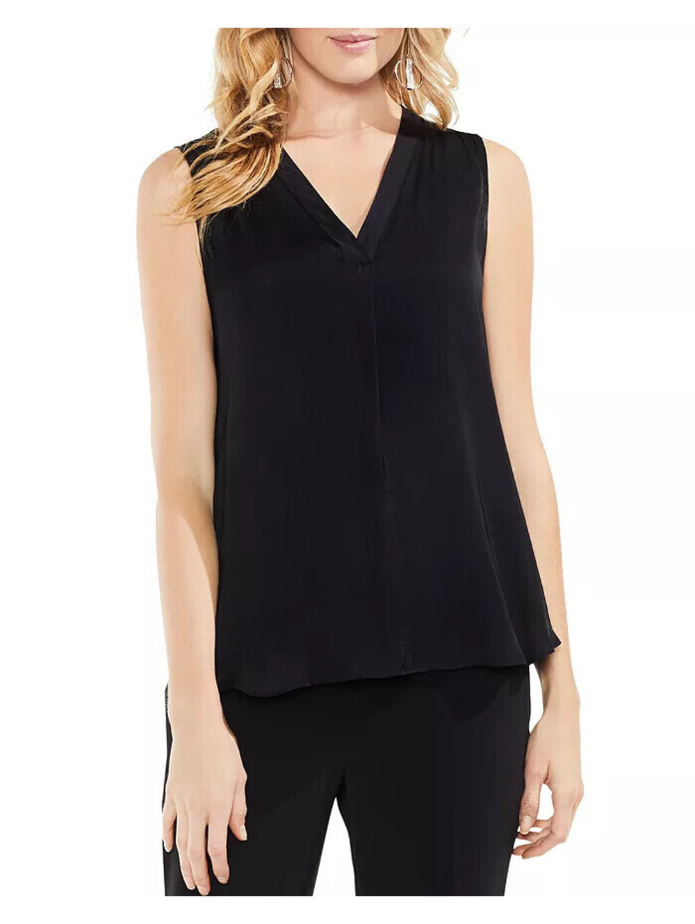 Vince Camuto Size S NWT Black Sleeveless Flowy Blouse V-neck Minimalist